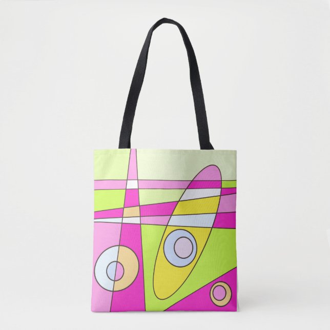 Tote Bag Abstrait surf Bright Pink Green Bubblegum (Devant)