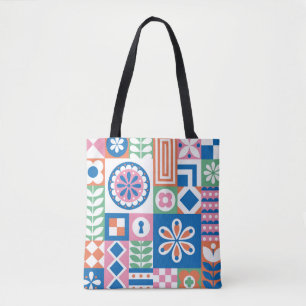 Tote Bag Abstraite carte florale. Motif folklorique incompa
