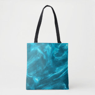 Tote Bag Abstraite parties scintillant bleue menthe