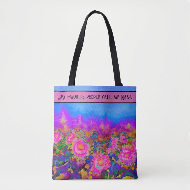 Tote Bag Abstraits champs de tournesol rose fleuri rose rét (Devant)