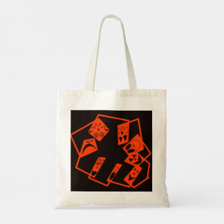 Tote Bag Abstraits, visages citrouilles sur noir, Halloween