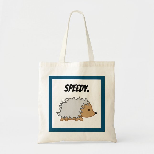 Tote Bag Accélérez le hérisson, Drôle dessin animé d'animal (Devant)