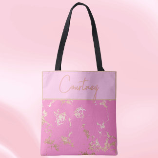 Tote Bag Accent rose et or personnalisé