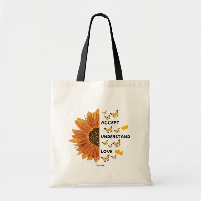 Tote Bag Accepter, Comprendre, Aimer Citations Motivationne (Devant)