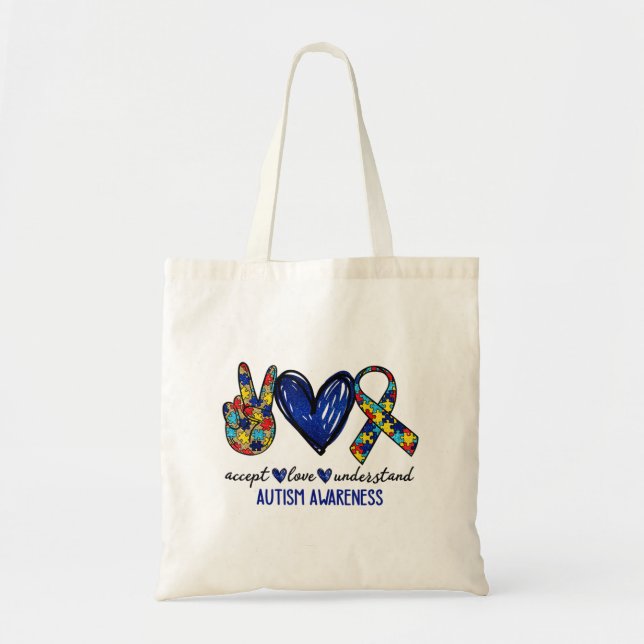 Tote Bag Accepter Comprendre Amour Sensibilisation sur l'au (Devant)