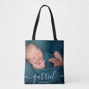 Tote Bag Accessoires de bébé avec photo personnalisée et no