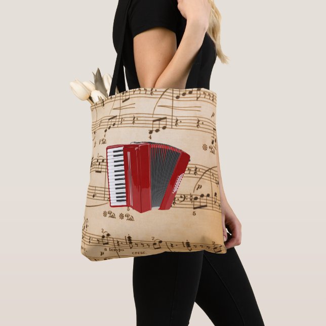 Tote Bag Accordion Music, design populaire, (De près)