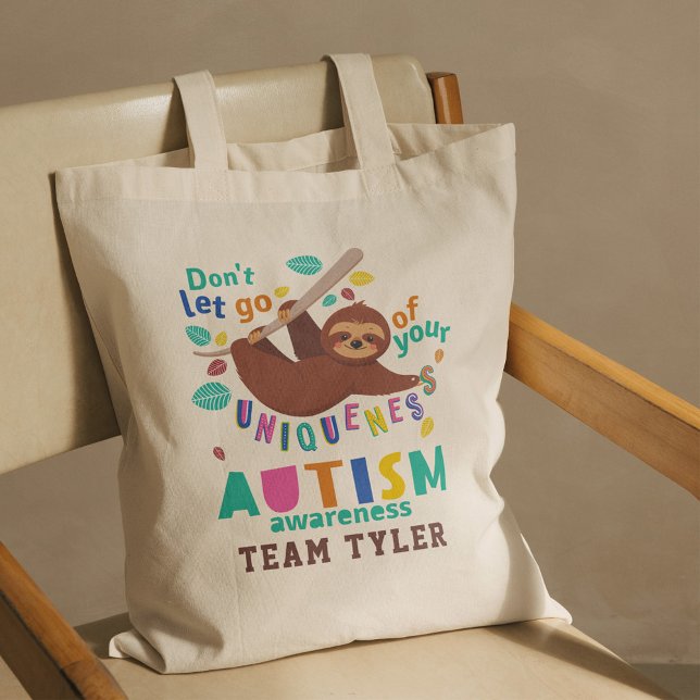 Tote Bag Accrochez-Vous À Votre Emplacement De Sensibilisat (Autism Awareness Sloth Art Custom Tote Bag)