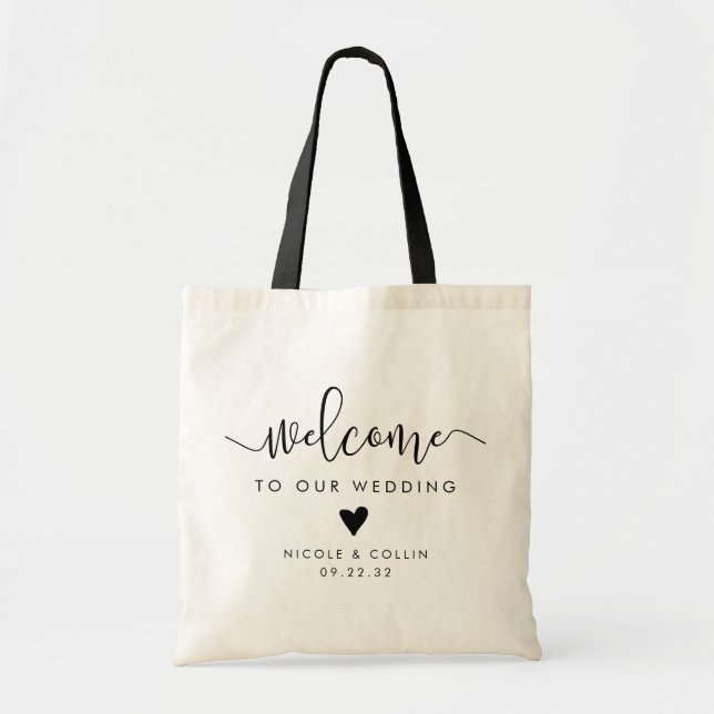 Tote Bag Accueil Mariage de calligraphie moderne (Devant)