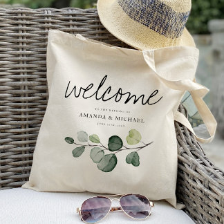Tote Bag Accueil mariage feuille Eucalyptus Cadeau