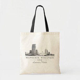 Tote Bag Accueil personnalisé de Milwaukee Skyline Mariage