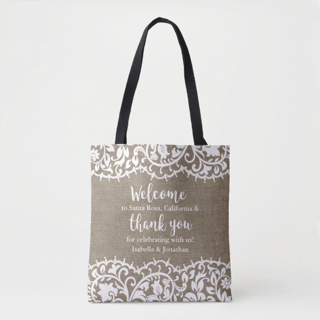 Tote Bag Accueil rustique et Merci de mariage personnalisés (Devant)