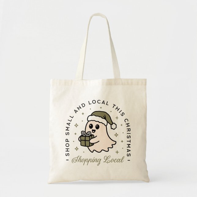 Tote Bag Acheter petit et local ce Noël (Devant)