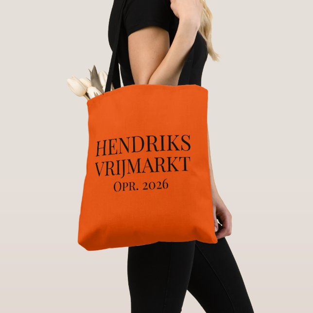 Tote Bag Acheteur 'Vrijmarkt' avec nom et opr | Orange (De près)