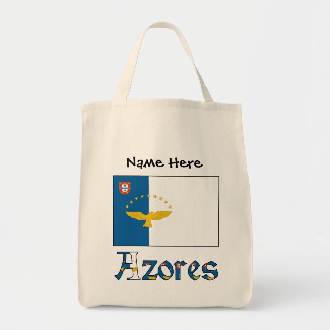 Tote Bag Açores et drapeau açoréen avec votre nom (Devant)