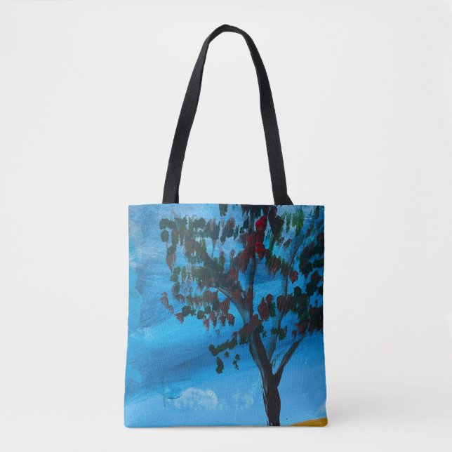 Tote Bag Acrylique 'Eucalyptus' sur toile (Devant)