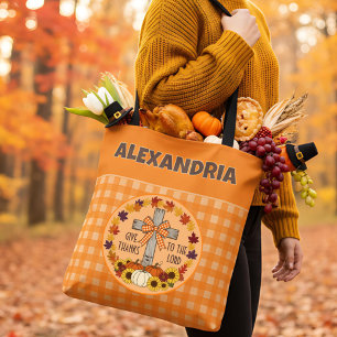 Tote Bag Action de grâce Remerciez le Seigneur Orange Carre