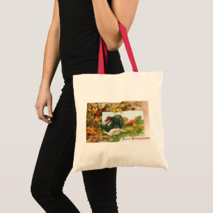 Tote Bag Action de grâce vintage, dindes sauvages couleurs