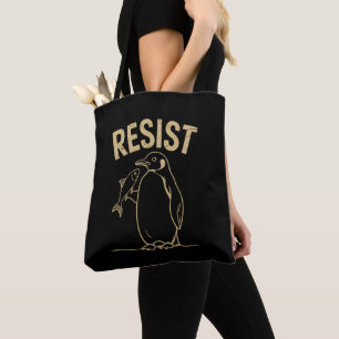 Tote Bag Activisme de Résistance Manchots Protestation Vint
