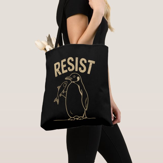 Tote Bag Activisme de Résistance Manchots Protestation Vint (De près)