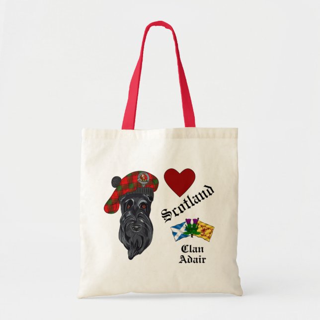 Tote Bag Adair Scottie Chien avec Tartan Tam Love Scotland  (Devant)