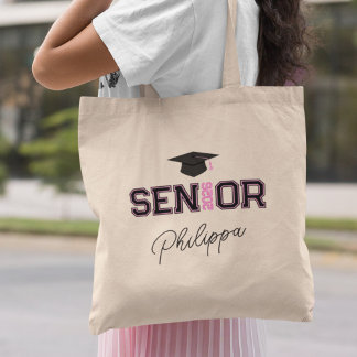 Tote Bag Add Your Name Pink Year Senior Graduate
