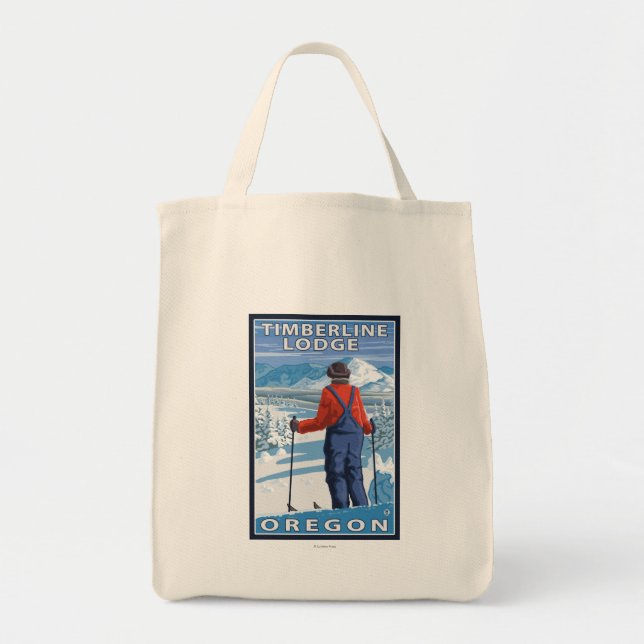 Tote Bag Admirant Skier - Timberline Lodge, Oregon (Devant)