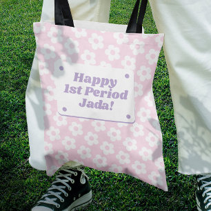 Tote Bag Ado fille première période Pastel Pink Flower Moti