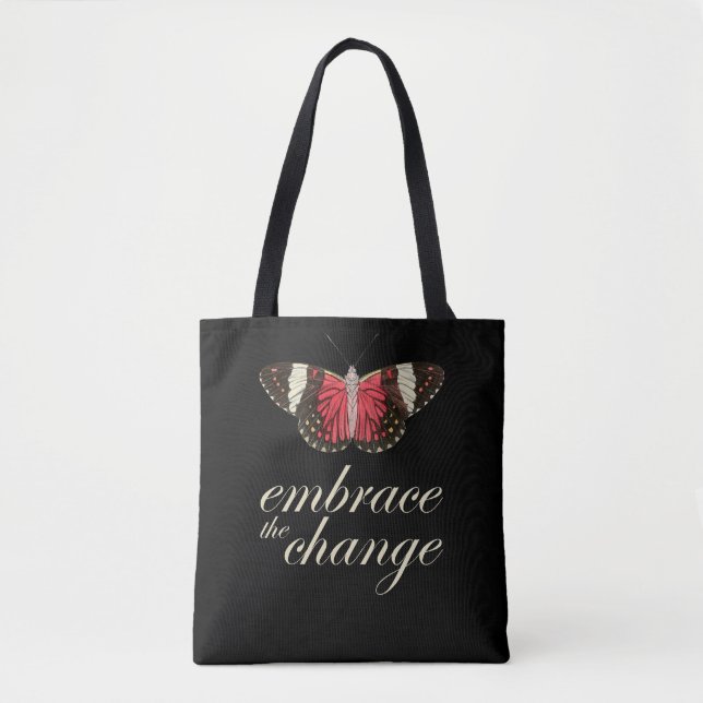 Tote Bag Adoptez le changement - Papillon rose (Devant)