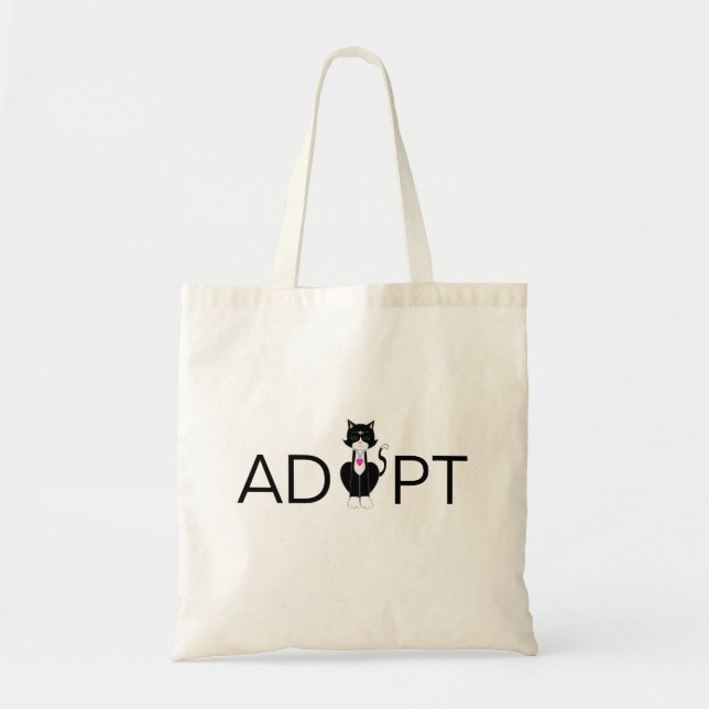 Tote Bag Adoptez le chat sauvage Tuxedo moderne (Devant)