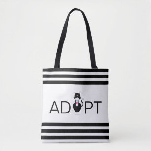Tote Bag Adoptez le chat sauvage Tuxedo moderne