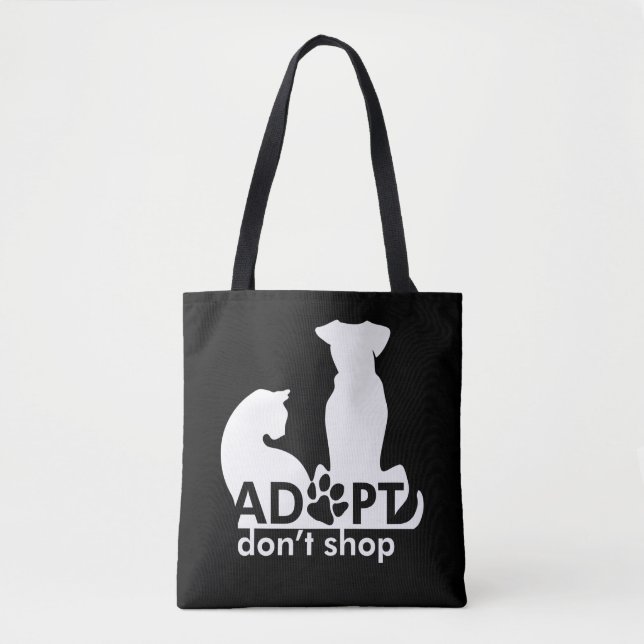 Tote Bag Adoptez Ne pas Acheter Chien Chat Blanc (Devant)