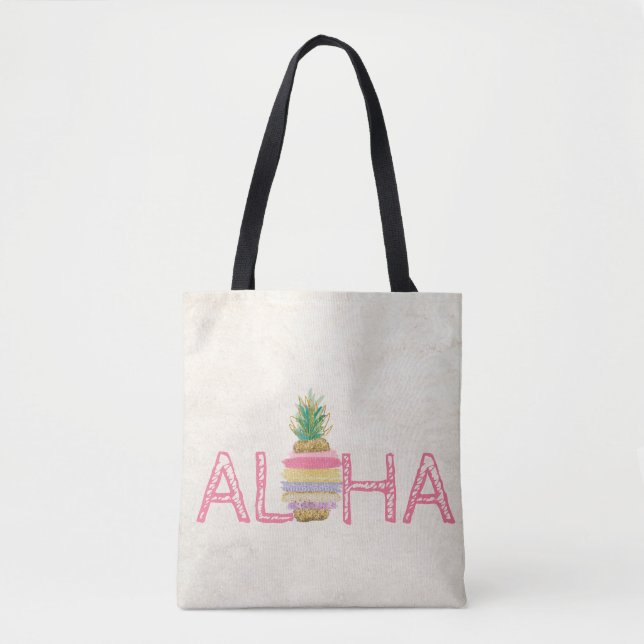 Tote Bag Adorable Aloha Hawaiian ananas rayé (Devant)