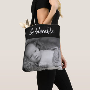Tote Bag Adorable bébé précieux photos en noir et blanc
