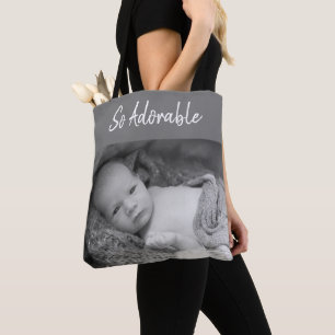 Tote Bag Adorable bébé précieux photos gris et blanc