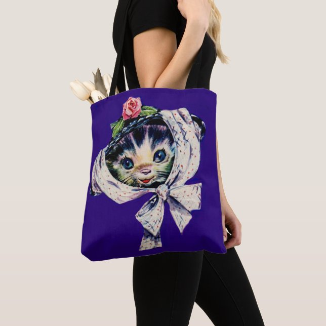 Tote Bag adorable chatte kitten dans un casquette chaton ki (De près)