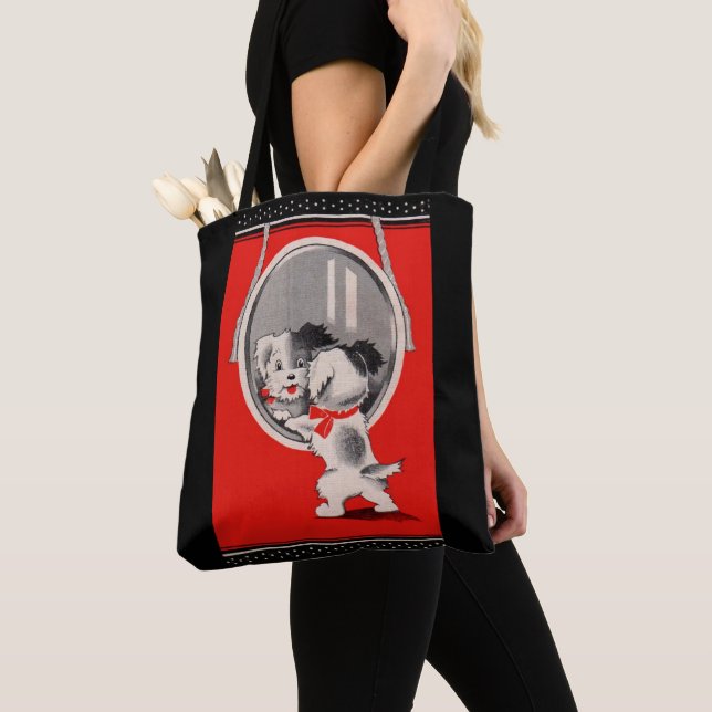 Tote Bag adorable chiot dans le miroir (De près)