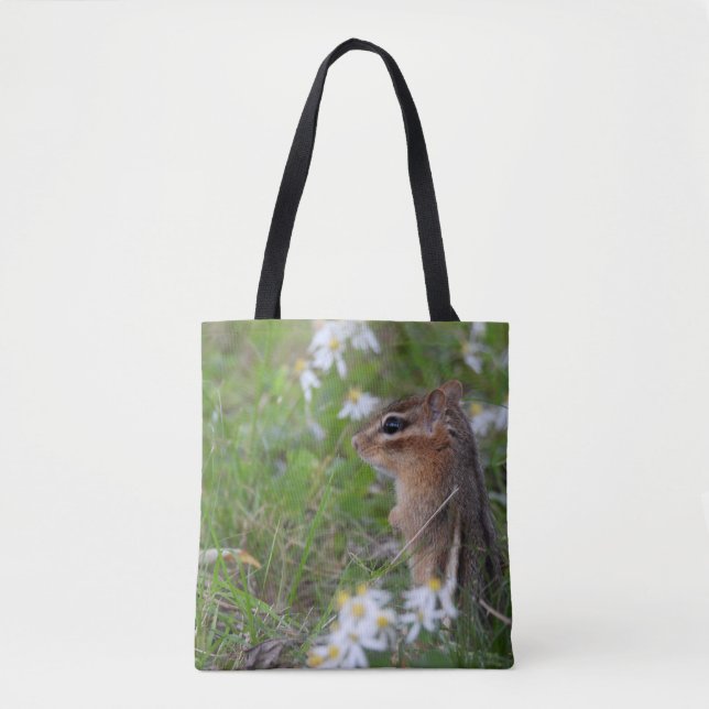 Tote Bag Adorable Chipmunk en fleurs (Devant)