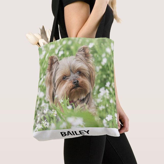 Tote Bag Adorable Custom Pet Photo with Name (Créateur téléchargé)