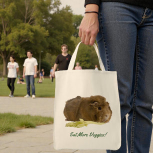 Tote Bag Adorable Guinée Cochon Mange Céleri Photo Réutilis