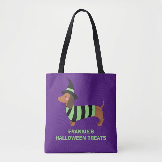 Tote Bag Adorable Halloween Dachshund Chien Costume sorcier (Devant)