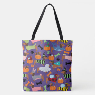 Tote Bag Adorable Halloween Dachshunds En Costumes
