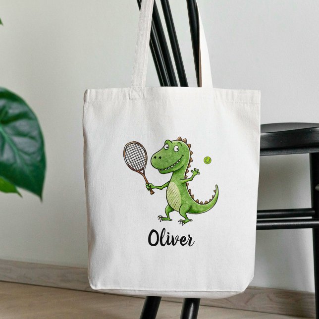 Tote Bag Adorable joueur de tennis T-Rex personnalisé (Créateur téléchargé)