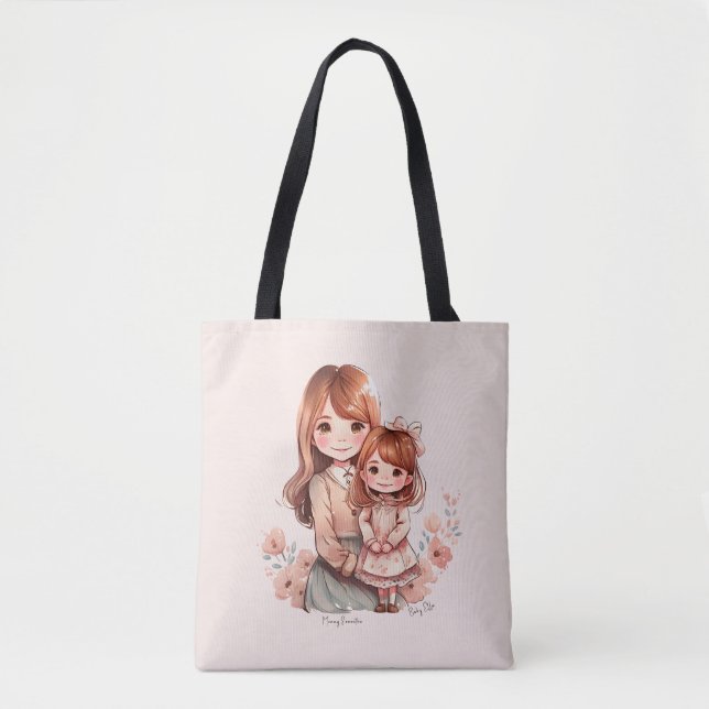 Tote Bag Adorable maman et fille Bond (Devant)