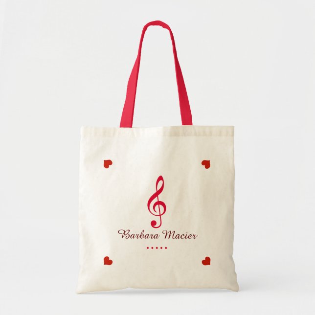 Tote Bag adorable musique de clef trible personnalisée (Devant)