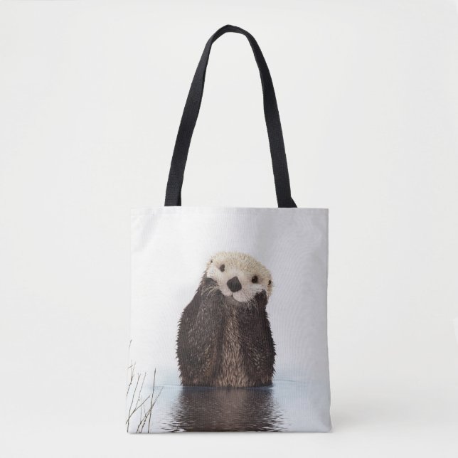 Tote Bag Adorable Otter souriant dans le lac (Devant)