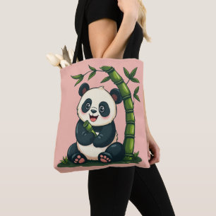 Tote Bag Adorable Panda Accrocher Bamboo Cute Cartoon Art