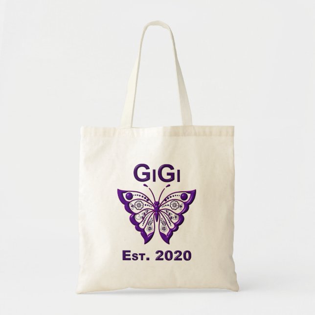 Tote Bag Adorable Papillon Gigi "Est 2020" (Devant)
