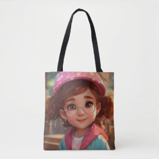 Tote Bag "Adorable petite fille de dessin animé"