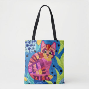 Tote Bag Adorable Petite Kitten Quilt Comme Design